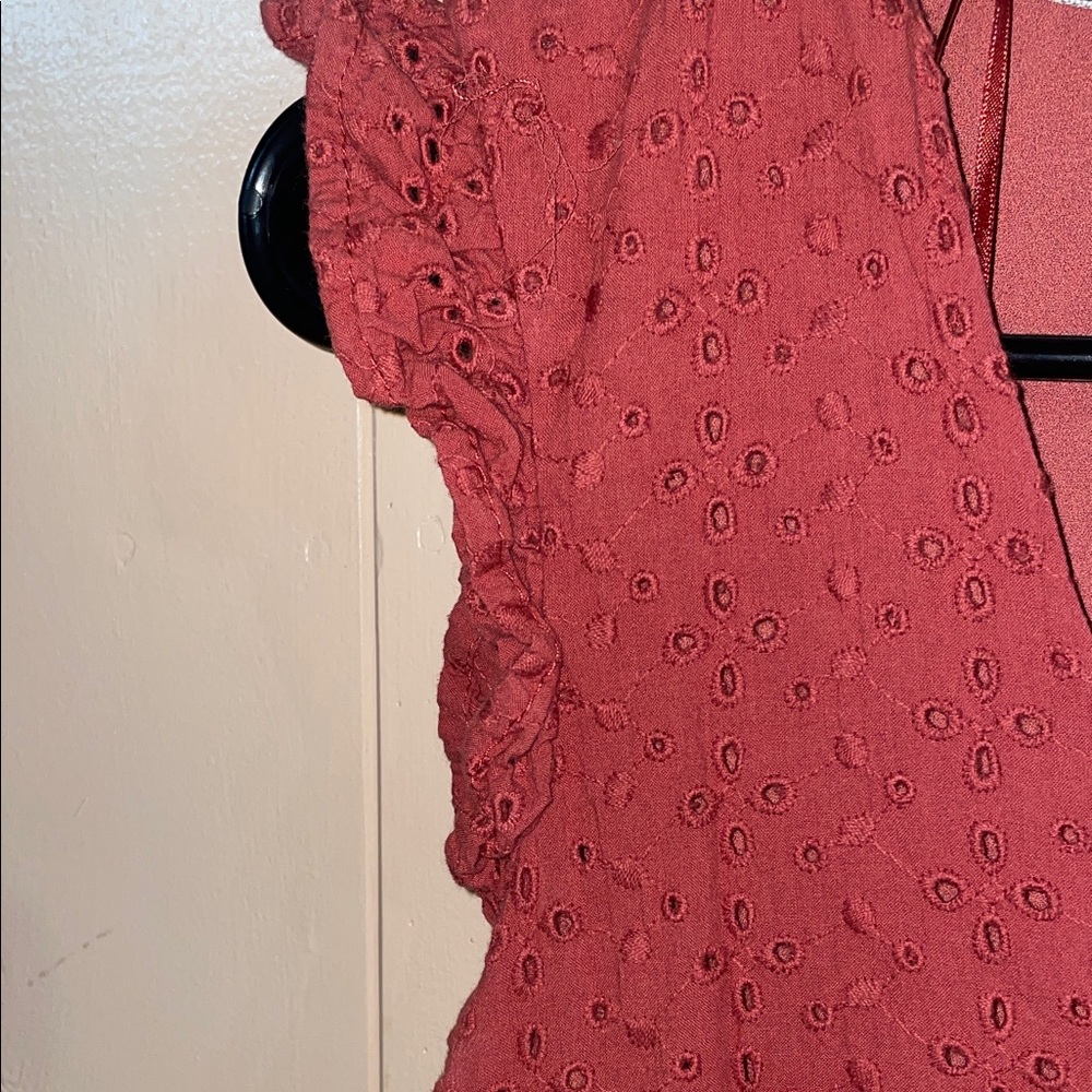 Knox Rose Rust ruffle sleeves babydoll dress, XS - Picture 3 of 4